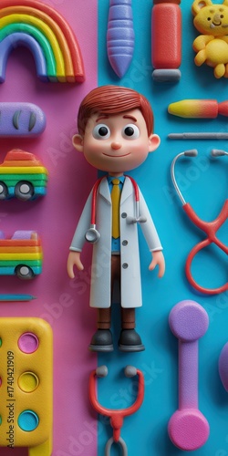 Colorful toys for children featuring educational and playful design, creative miniature models, bright colors, and imaginative entertainment for kids