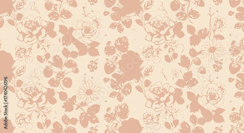 Delicate floral seamless pattern with roses and daisy for elegant backgrounds