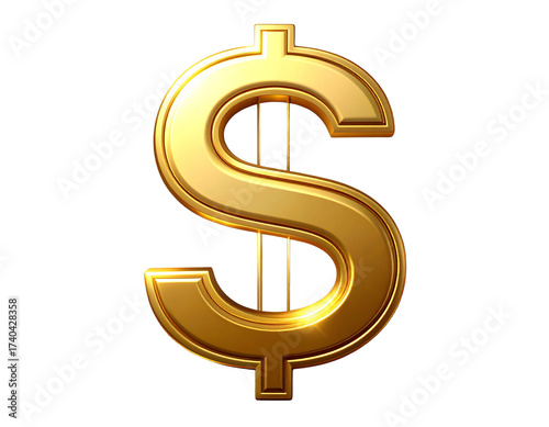  Elegant Golden Dollar Icon for Finance and Success Isolated
