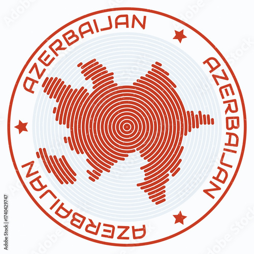 Azerbaijan map with round title. Country shape rings. Azerbaijan text around the country boundary shape. Beautiful vector illustration.