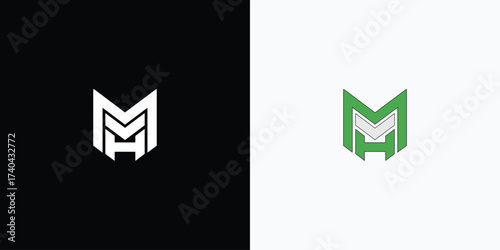 Abstract mh letter mark logo design with modern concept and style variation