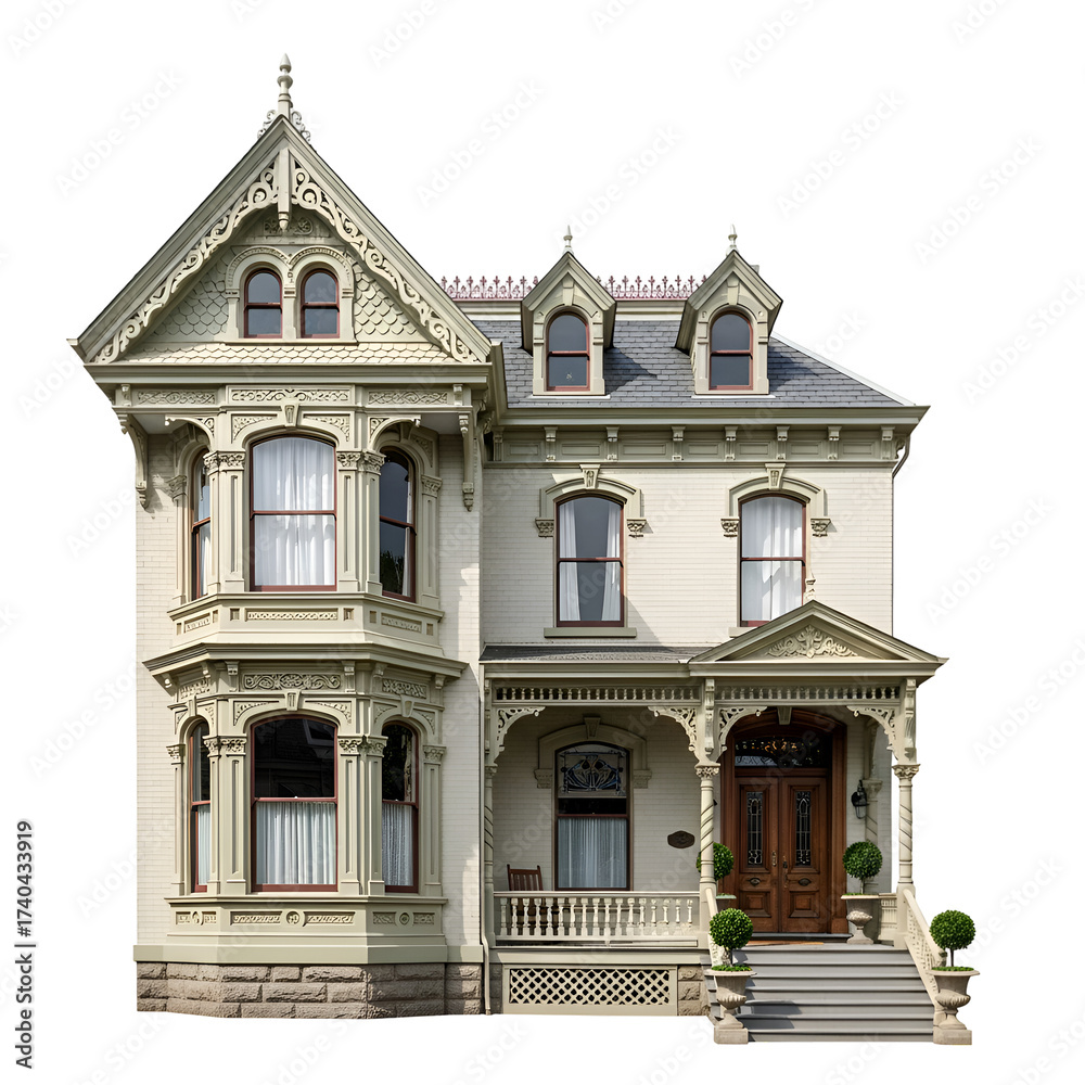 Fototapeta premium Beautiful Victorian House Stands Elegantly with Intricate Details and Classic Architecture