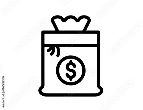 Money bag simple line drawing dollar sign wealth concept finance high quality professional
