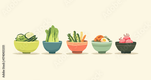 Illustration Banchan Korean Side Dishe