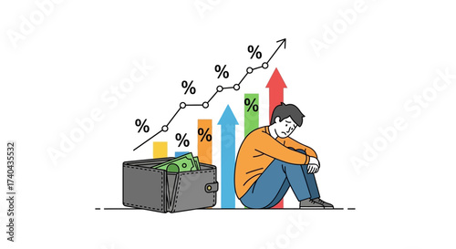 Man Disappointed by Financial Growth Despite Wallet Full of Money.