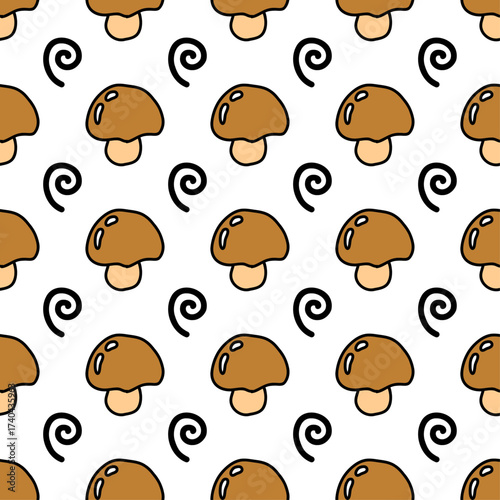 Autumn mushroom vector seamless pattern
