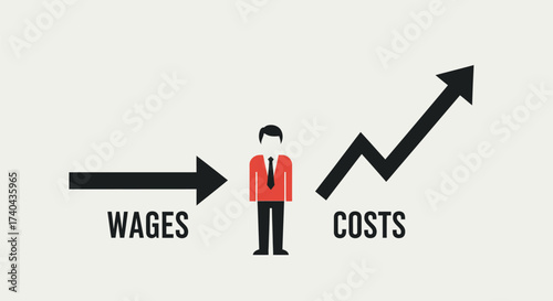 Wages and Costs Economic Relationship Depicted in Illustration.