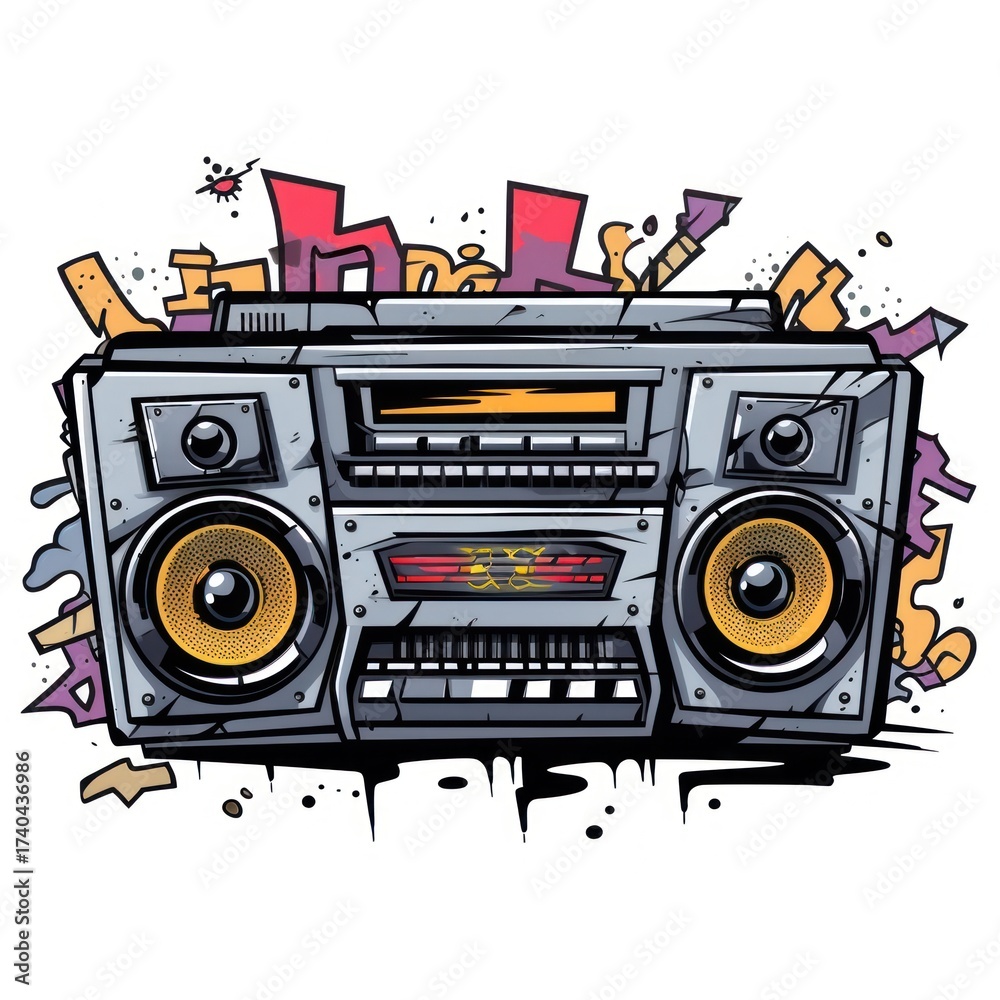 Fototapeta premium Retro boombox electronics technology creativity.