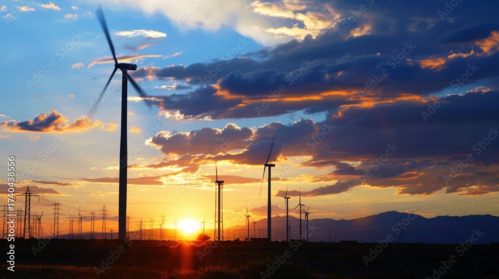 Obraz premium Renewable Wind Energy: Turbines, Windmills and Green Power for a Sustainable Environment