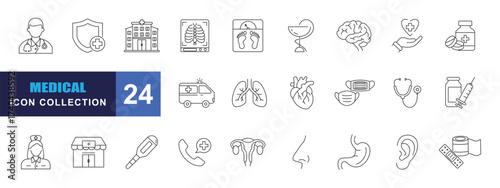 collection of medical icons, editable stroke.