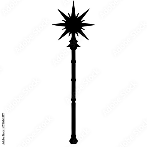 Wizard Staff Silhouette Vector Magical Wand Power Burst Illustration for Fantasy Designs