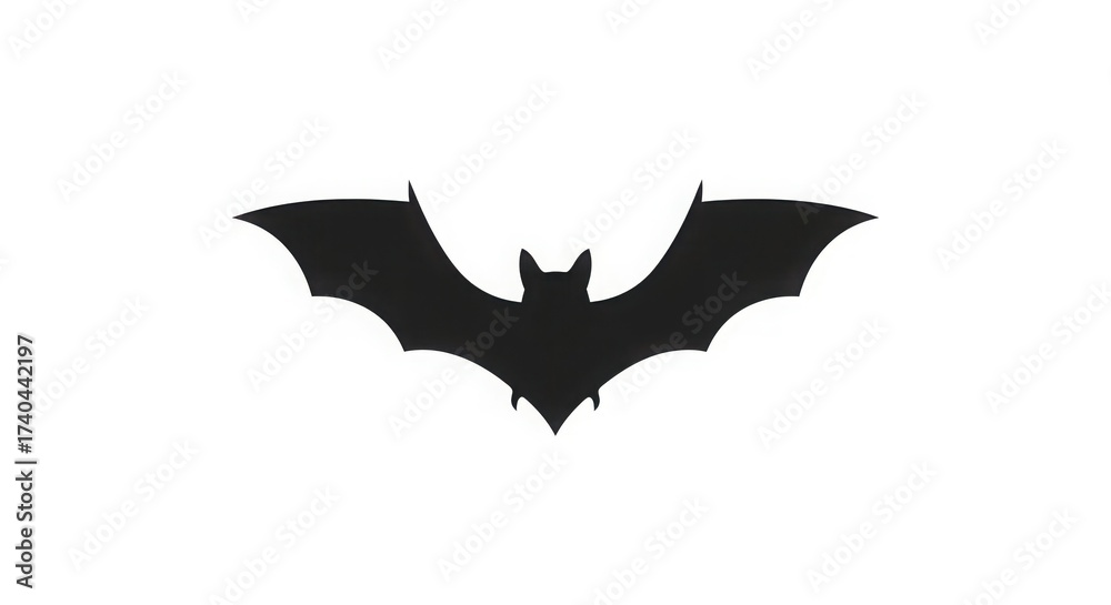 Fototapeta premium Black Bat Silhouette Isolated On White Background