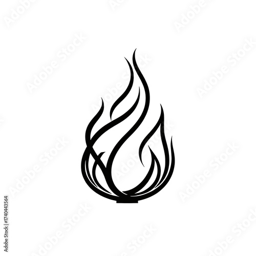 Abstract fire flame illustration, grey lines on black background