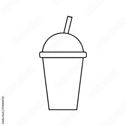 Cold Drink Cup with Straw Icon Vector Illustration