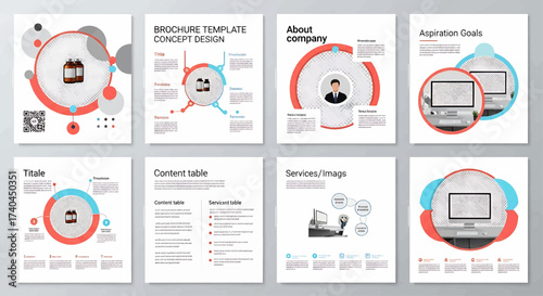 Modern company brochure template design showcases business aspirations, goals, and services in a visually compelling, dynamic style for presentations