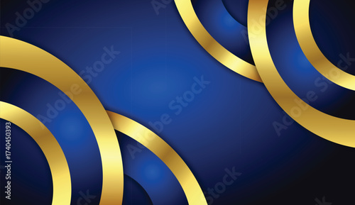 Luxury Blue and Gold Abstract Background with Elegant Circular Shapes