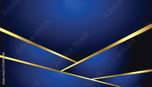 Luxury Blue and Gold Abstract Background with Elegant Diagonal Lines