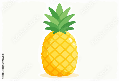 A yellow pineapple is shown on a white background. The pineapple is the main focus of the image, and it is the only object in the scene