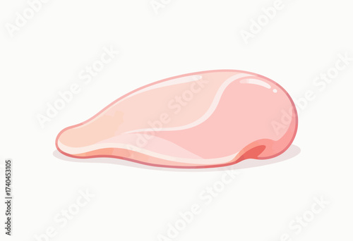 A pink chicken breast is shown on a white background. The image is simple and clean, with no other elements or distractions. The focus is on the chicken breast, which is the main subject of the image