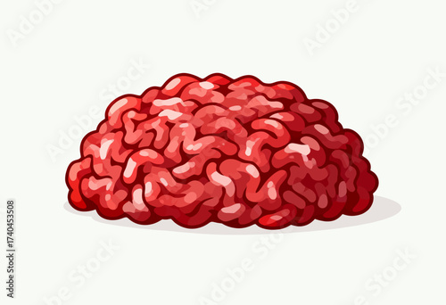 A red brain made of meat. It is a cartoonish representation of a brain