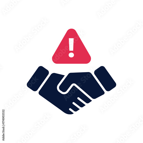 Warning Risk Handshake Business Deal Flat Icon Simple