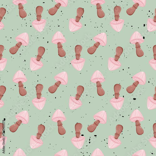 Cute Pink Mushroom Seamless Pattern Illustration For Fabric Textile And Background Wallpaper
