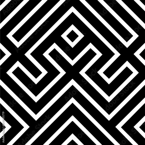 Black And White Pattern Vector. Geometric Retro Vintage Pattern. Repeated And Decorative Design That Can Be Used For Packaging, Decorating, Interior Design, Wallpapers, Banners.
