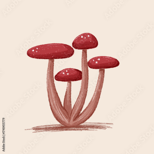 Little Red Mushroom Hand drawing Texture Illustration Clip Art