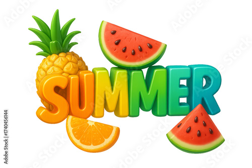 Wallpaper Mural Colorful Tropical Fruits with Summer Typography for Bright Designs Torontodigital.ca