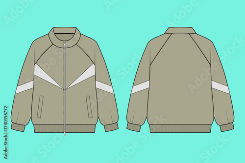Retro Athletic Chevron Track Jacket Technical Flat