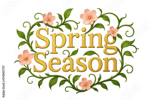 Beautiful Spring Season Floral Design with Text and Greenery