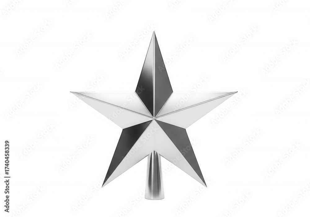 Fototapeta premium Silver star topper isolated on a transparent background
