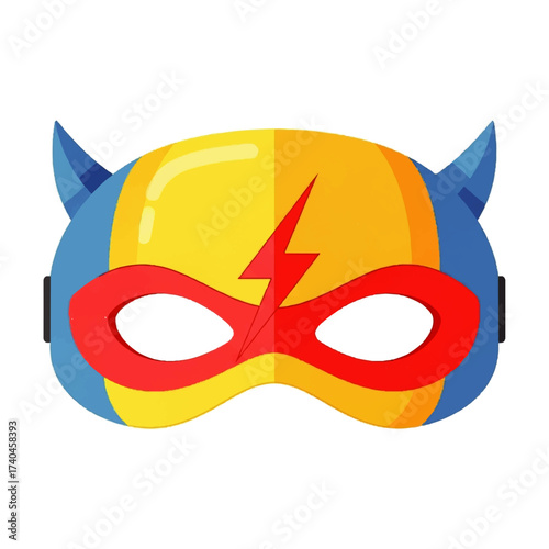 Colorful Superhero Mask with Lightning Bolt Emblem.