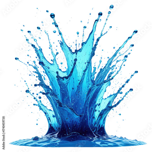 Vibrant illustration of water splashing upwards against black background