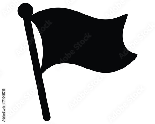 A Simple Black and White Illustration of a Waving Flag on a Pole