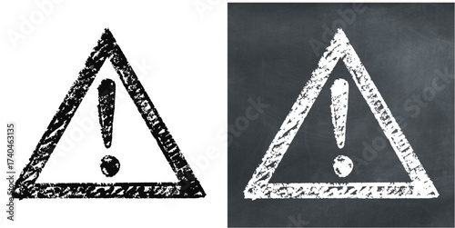 Chalk hand-drawn danger sign vector. Ideal for warning, hazard, and safety alert themes. This graphic symbolizes caution and is perfect for designs requiring an urgent notification.