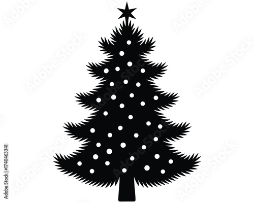 Elegant Christmas Tree: A classic and festive Christmas tree silhouette, adorned with simple yet charming ornaments, stands ready to celebrate the season.