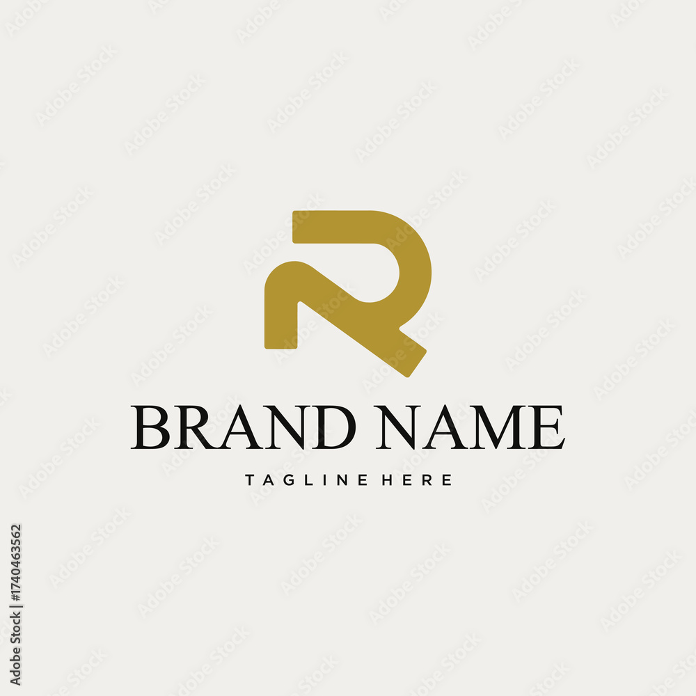 Obraz premium Elegant and modern logo design featuring a stylized gold letter R monogram for a brand.