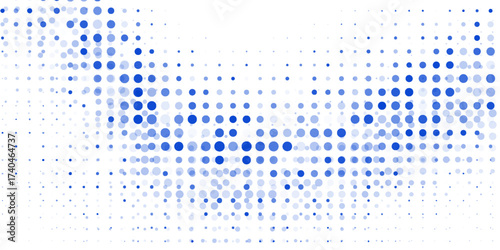 Blue abstract  background with a dot texture and chaotic mosaic ornament. Linear pattern of small dots included. Ideal for banners, posters, websites, and social media frames. Vector illustration