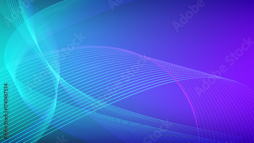 Green Cyan and purple gradient mesh abstract background with wavy blended lines nice for wallpaper or banner