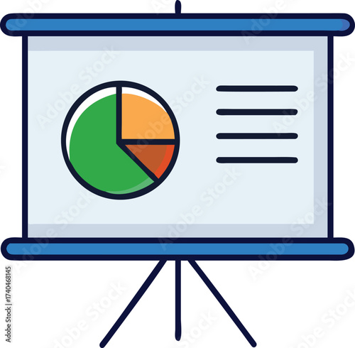 A presentation board featuring a pie chart