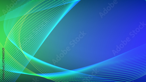 Wavy blended lines with green and blue gradient mesh abstract background nice for wallpaper or banner