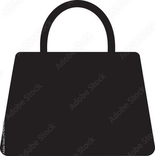 Simple black silhouette of a handbag or tote bag iconic design for fashion and shopping concepts vector