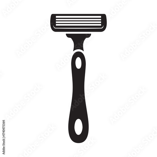 Modern black silhouette of a shaving razor with multiple blades for personal grooming and hygiene vector