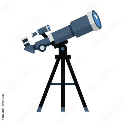 Modern astronomical telescope on tripod stand discovering the cosmos deep space observation science equipment exploration vector