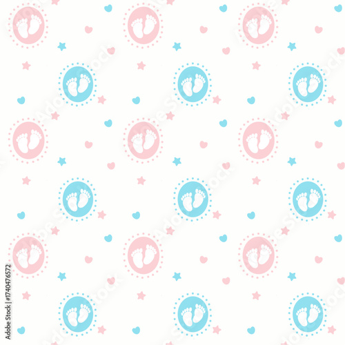  A bright seamless vector pattern designed for babies. With cheerful colors and playful shapes, this design is perfect for baby products, nursery decor, fabric printing, wallpapers