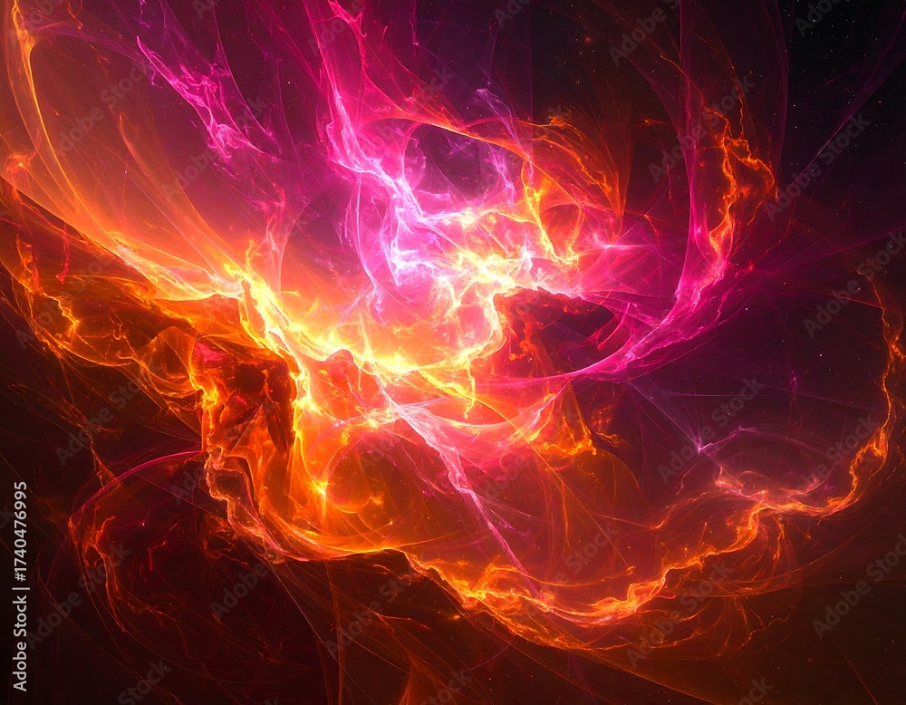 Obraz premium Celestial storm of glowing pink and orange energy