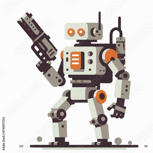 sniper robot vector illustration on white background