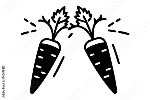 Two carrots clinking in a celebratory toast