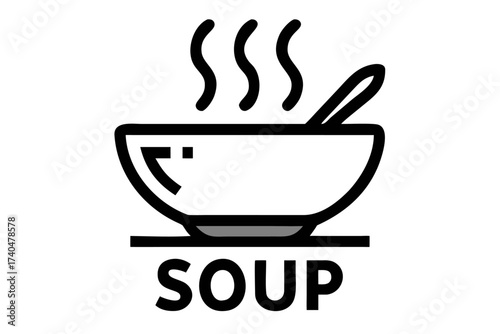 Bowl of hot soup with spoon